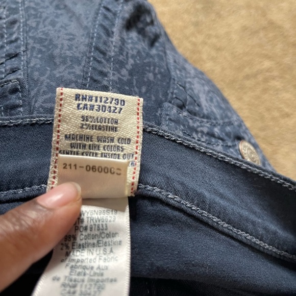 True Religion Serena navy/ blue marbling leggings / silver logo patch size 25 - Picture 10 of 11